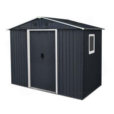 8ft x 4ft Outdoor Metal Storage Shed with Metal Foundation for Backyard, Patio, Lawn