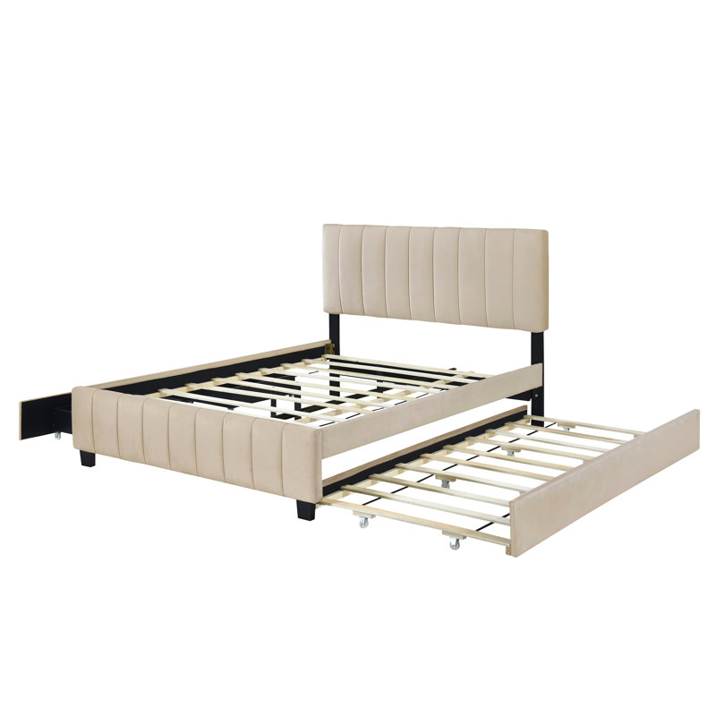 Structure de lit tapissier Chavanne, Beige