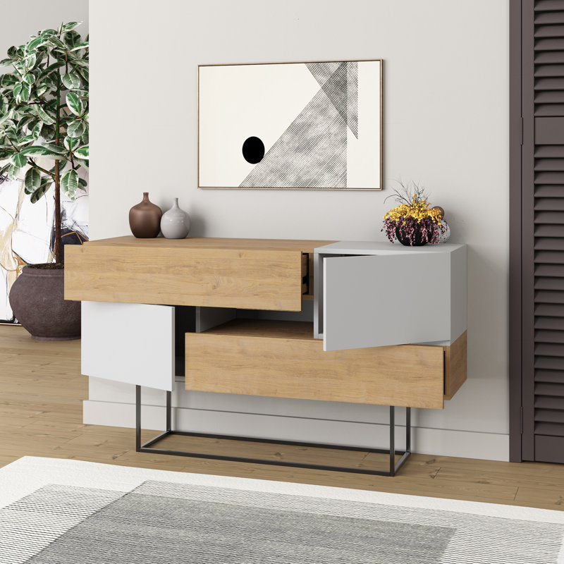 Lubow 145cm Console Table, White/Oak