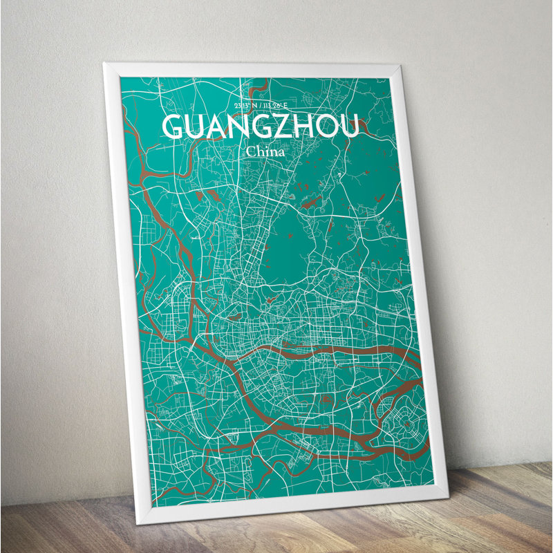 Guangzhou City Map - No Frame Print, 91.4cm H x 61cm W x 0.13cm D