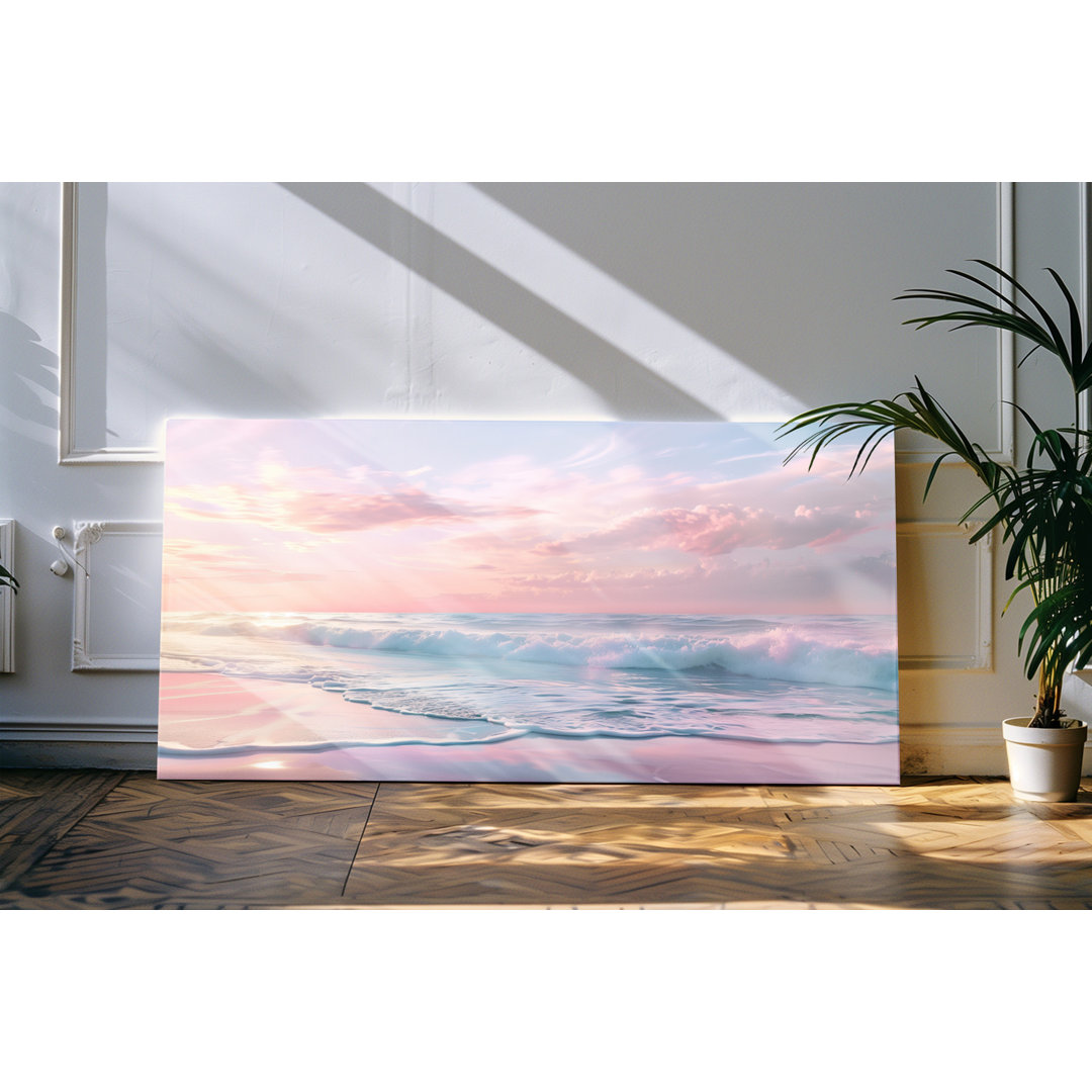 Leinwandbild gerahmt 120x60cm Meer Ozean Abendrot Horizont Ozean Kunstvoll