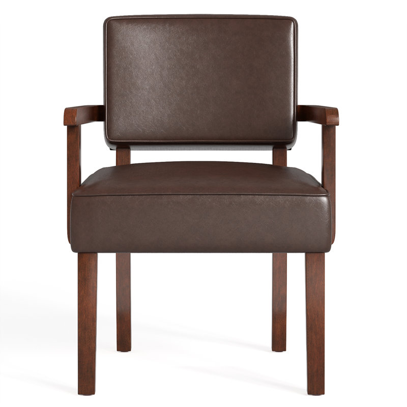 Nondas 32.6'' Tall Living Room Accent Chairs with End Table,Leather Accent Armchair, Cherry Faux Leather