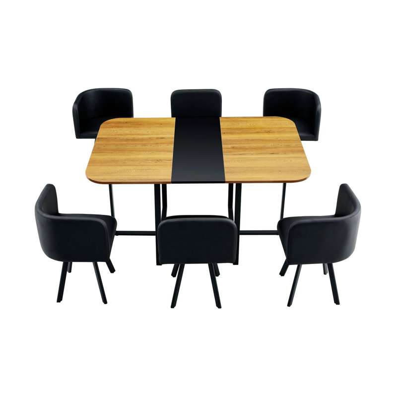 Ensemble de table de salle à manger 7 pièces, 1 table et 6 chaises rembourrées, ensemble de cuisine moderne pour la salle à manger, appartement