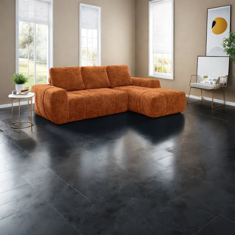 Spacieux canapé modulaire orange, chenille de qualité supérieure, style moderne pour le salon