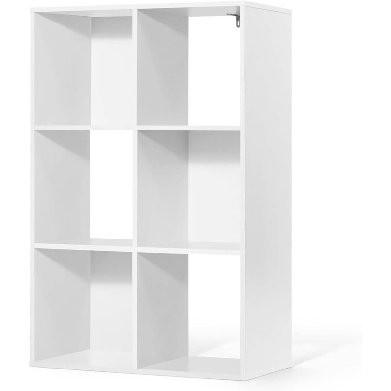 CAPHAUS Zaza 6 Cube 11-Inch Cube Storage Organizer Shelf Bookcase, Rustic Grey Oak or White, White