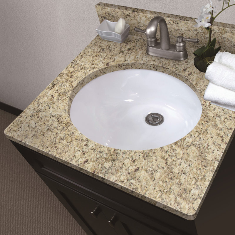 25 Stone Material 1 Single Bathroom Vanity Top Yes Sink, Venetian Gold