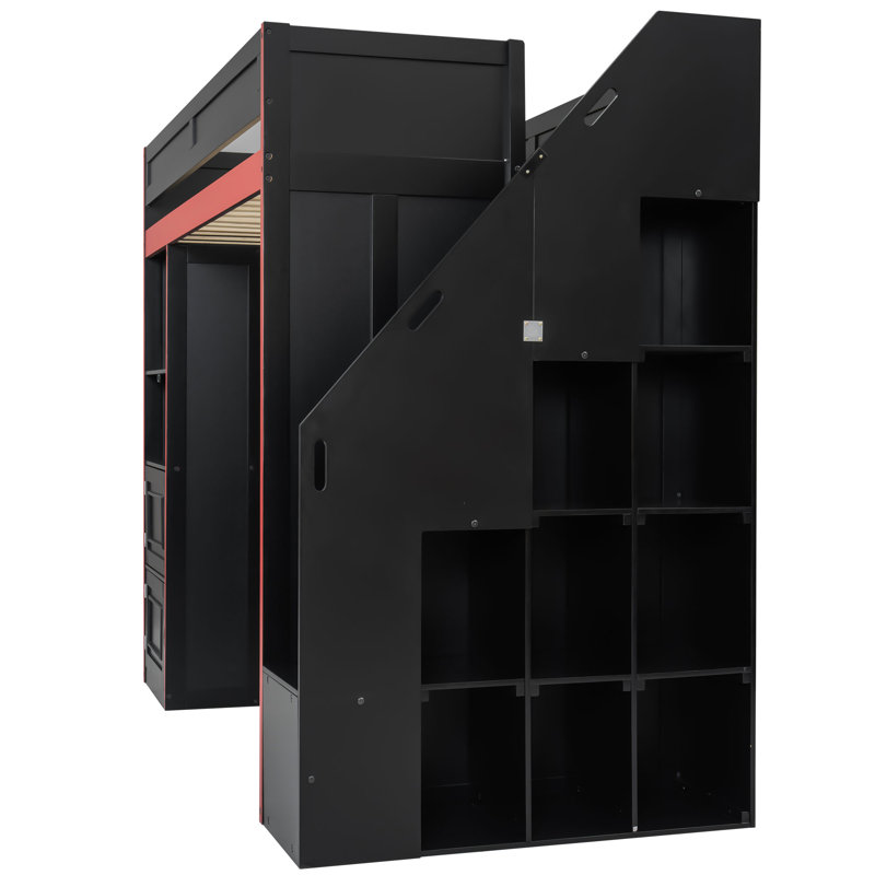 Lit mezzanine Croton Gaming avec bureau, rangement et lumières DEL