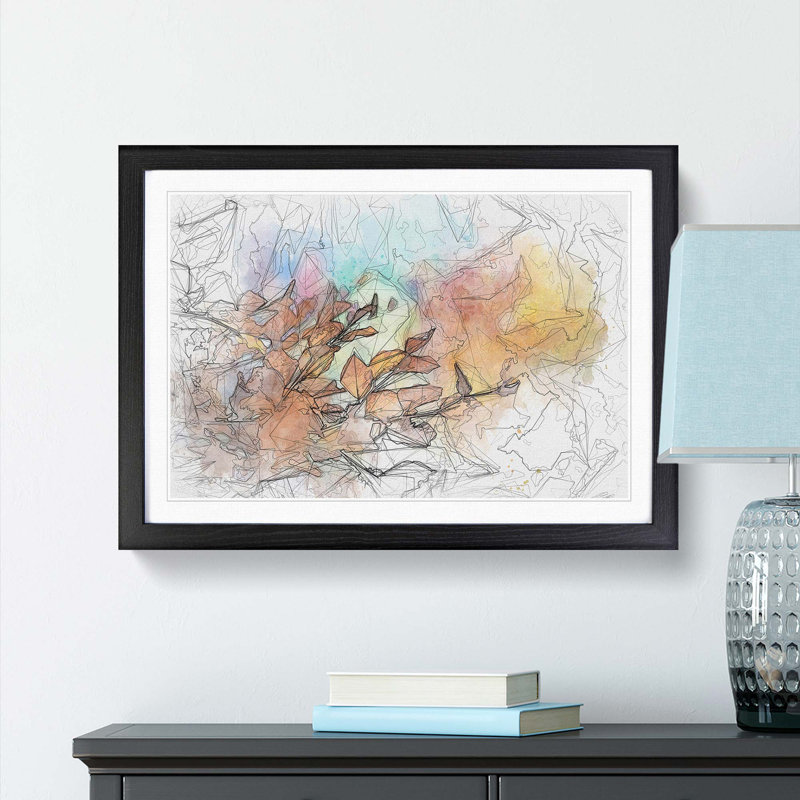 Autumn Leaves in Abstract - Picture Frame Graphic Art Print, 62cm H x 87cm W x 2cm D, Black Framed