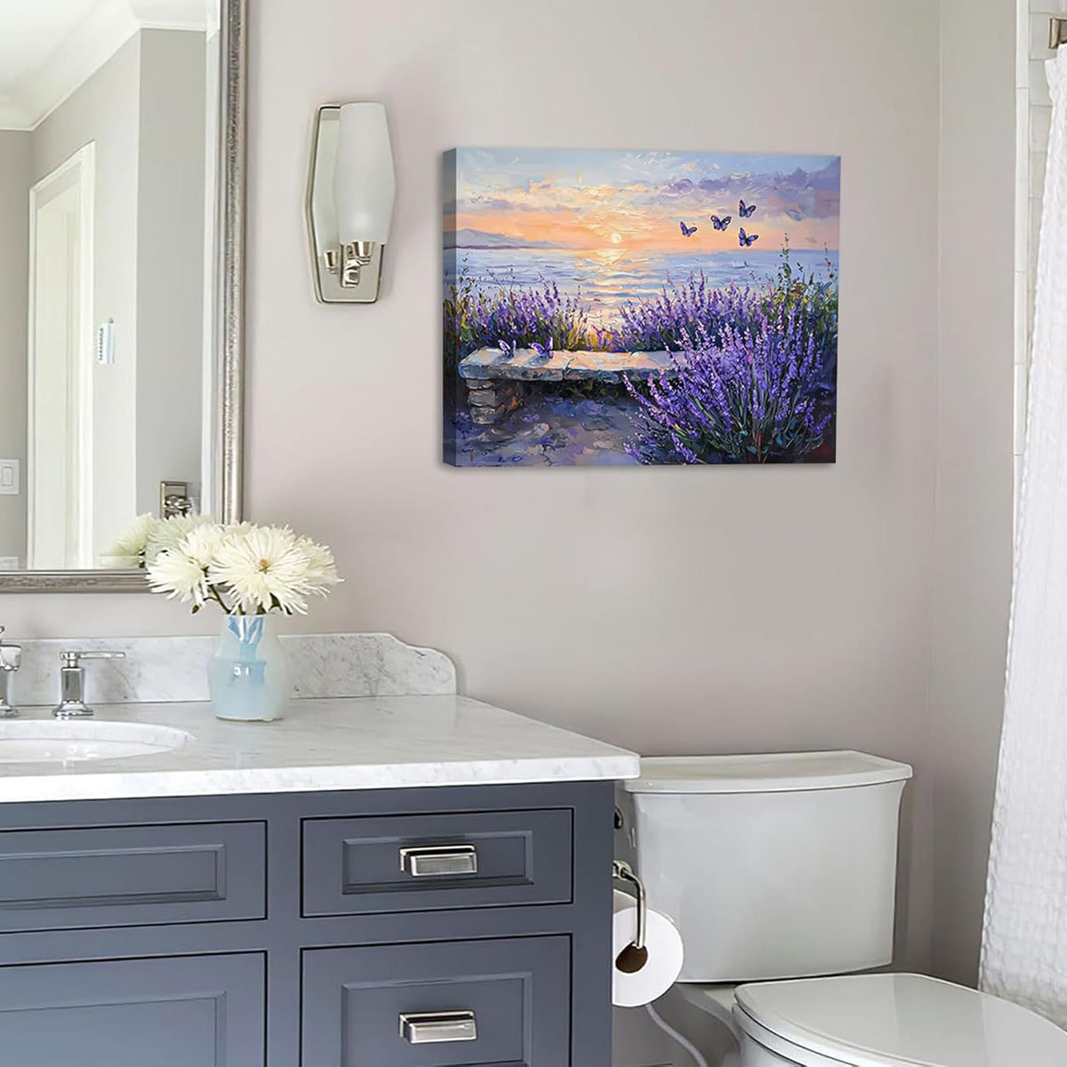 Highland Dunes Coastal Sunset Lavender Canvas Wall Art Still Life ...