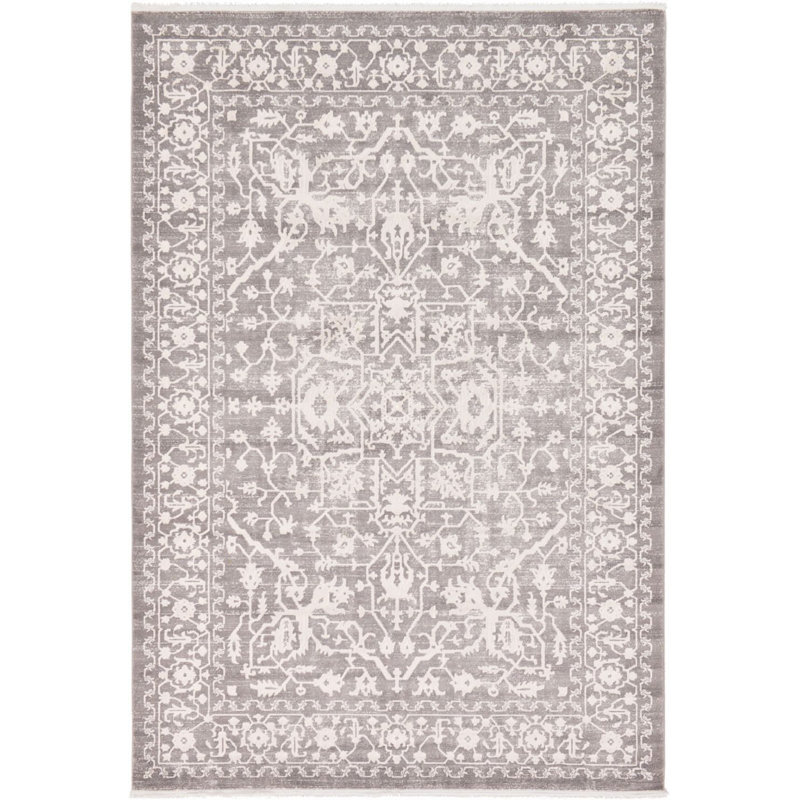 Tapis gris à motif géométrique Maglione, Rectangle 7 pi x 10 pi