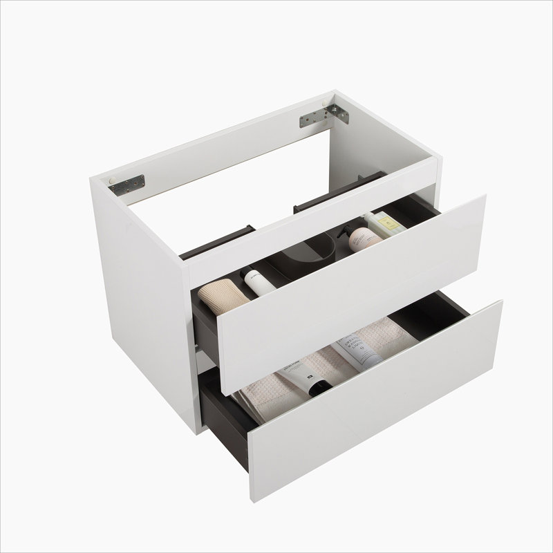Armoire murale SANS lavabo, avec deux tiroirs, Blanc