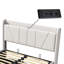 Linen Ottoman Bed with Built-in Cahrging Station, Modern Gas-Lift Storage Bed, Beige/Grey,  EU Double/King 140/160x200cm-1486623893-1486623895