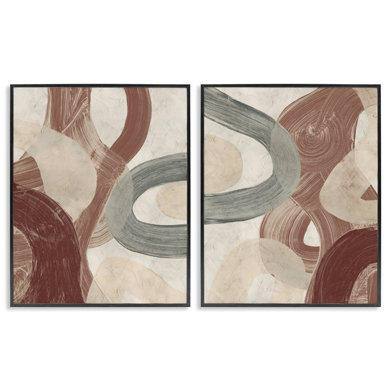 «Curvy Abstract Swirls», ensemble de 2 giclées encadrées par June Erica Vess, H 20 po x l 16 po, Giclée encadrée noir minuit