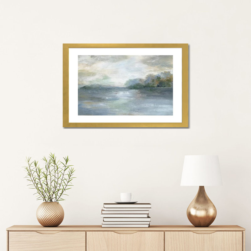 «Blue Ethereal» par Nan - impression, H 16 po x l 24 po x P 1 po, Encadrement doré