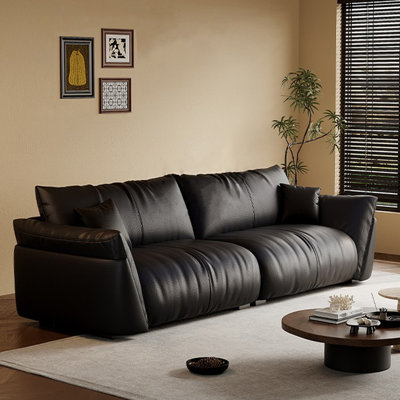 Black Genuine Leather Modular Sofa