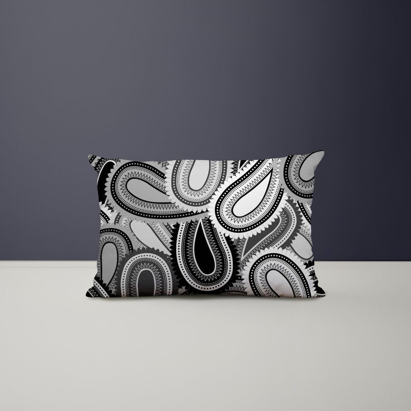 Polyester / Mélange de polyester Housse de coussin rectangulaire intérieure / extérieure lombaire et insert, Noir