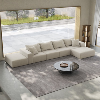 Très grand canapé en nuage éponge, ensemble de canapé modulaire rembourré moderne, ensemble modulaire de salon modulaire en forme de L de 162 po avec 6 coussins, canapé-lit combiné gratuit pour le salon, la chambre à coucher