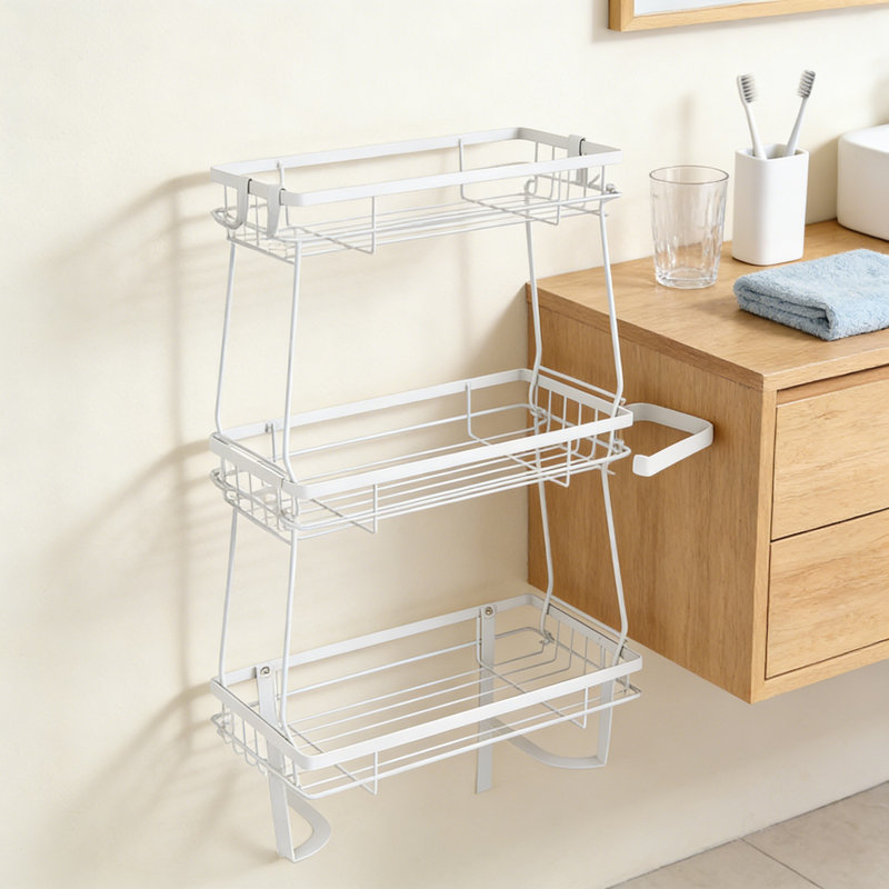 Étagère de rangement au-dessus de la toilette, organisateur de salle de bain sans perçage à 3 niveaux avec porte-papier hygiénique, conception en acier résistant à la rouille pour une salle de bain et des toilettes peu encombrante