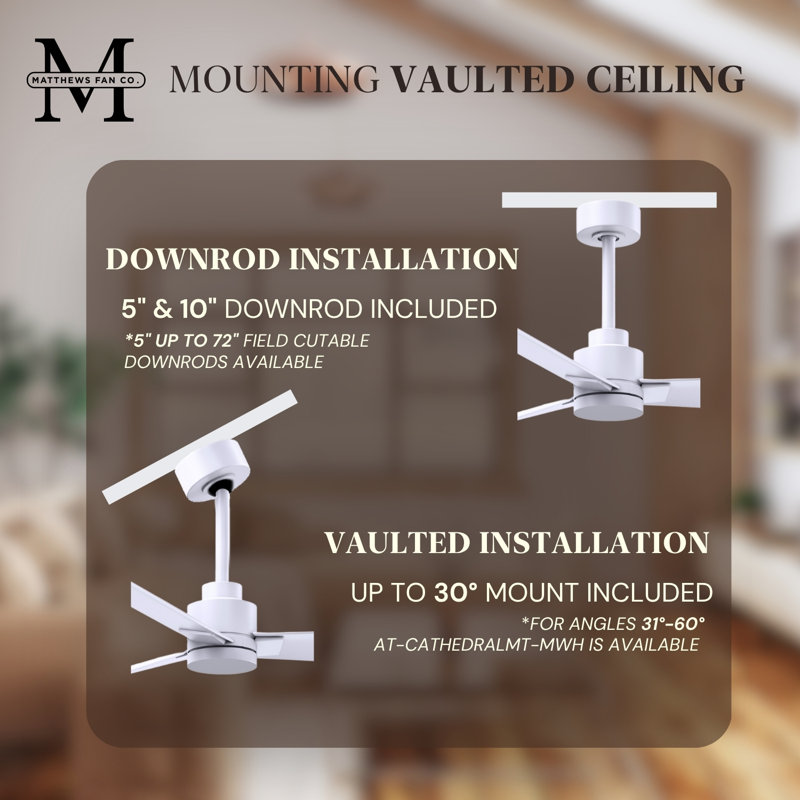 Alessandra Outdoor Downrod Ceiling Fan, Matte White, Matte White