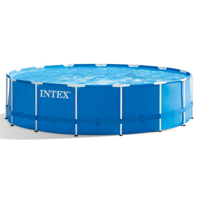 Intex Metal Frame Round Above Ground Swimming Pool w/Pump