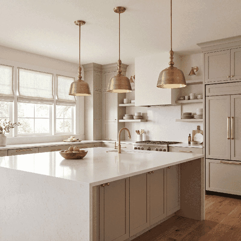 Hempstead 1-Light Dimmable Dome Pendant, Warm Brass