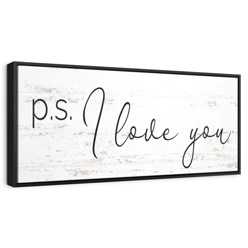 P.S. I Love You, typographie, Cadre flottant noir, 49 po x 17 po