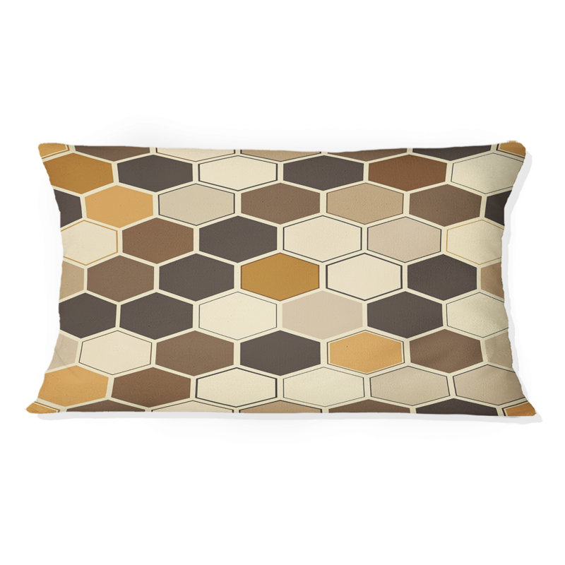 Coussin brun Hexagon Tiles I - Mid-Century