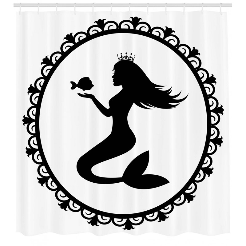 Ensemble de rideau de douche et crochets sirène, H 84 po x l 69 po