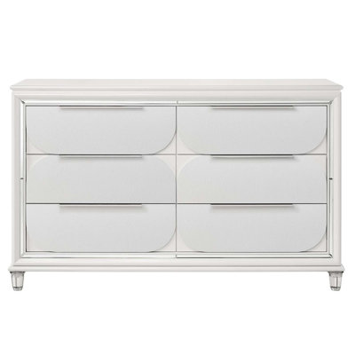 Commode 6 tiroirs Tarian, finition blanc perle