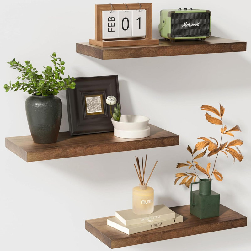 Dalvyn 3 Piece Floating Shelf, Walnut