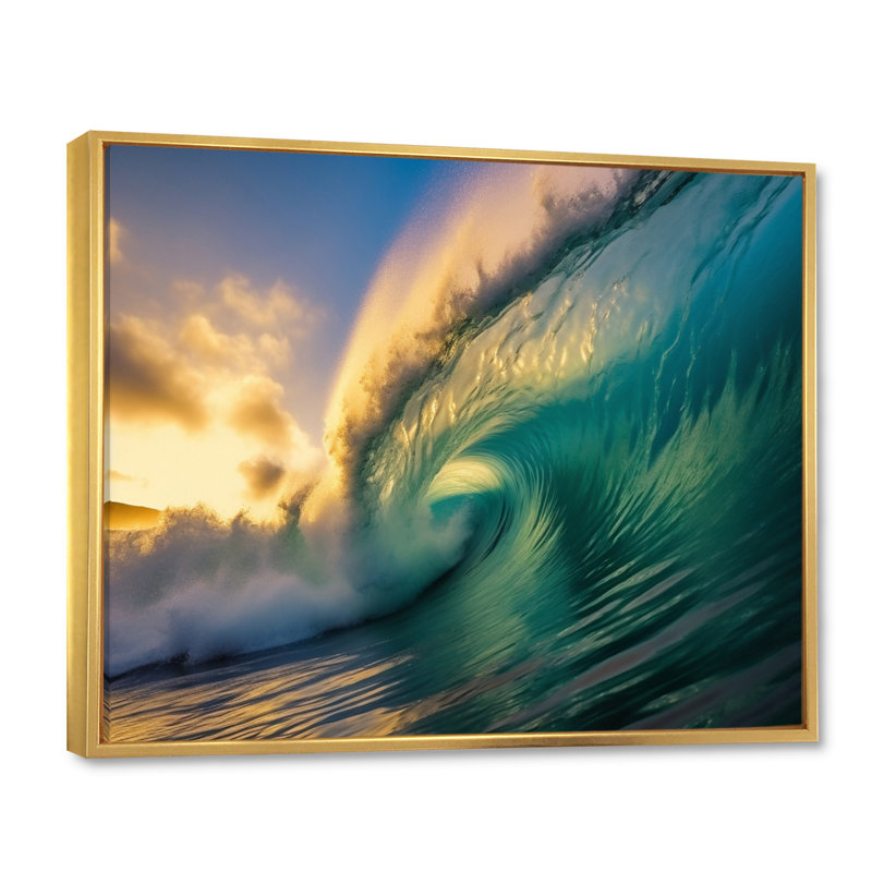 Hawaiian Waves Surf Dream II, reproduction d'art sur toile, Cadre flottant doré, H 24 po x l 32 po x P 1 po