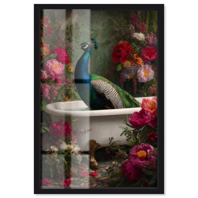 Décoration de salle de bain Celestina Shadowbox Print Glam par Art Remedy, cadre noir, 36 x 54