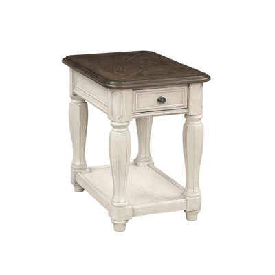 Table de rangement pour chaise en blanc et brun antique, conception classique avec étagère, design, tiroir