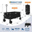 Chariot de jardin pliant, chariot utilitaire pliable robuste avec roues tout-terrain et porte-gobelets, noir