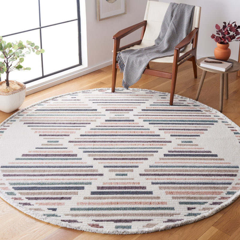 Alvilda Performance Geometric Rug, Round 6'7"
