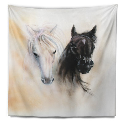 Tête de cheval noir et blanc Animal