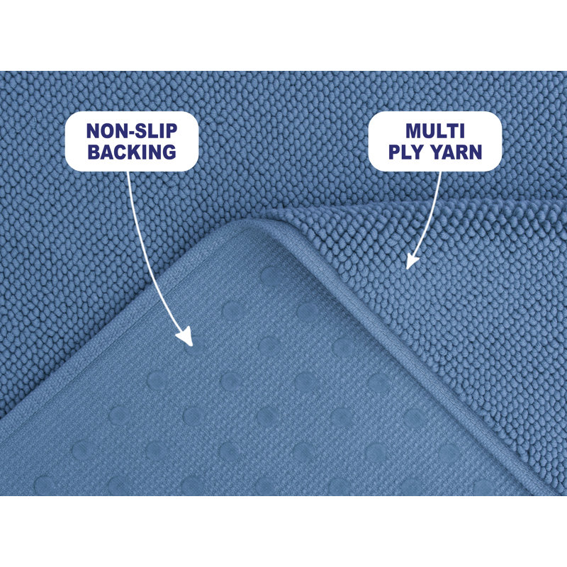 Tapis pour salle de bain 100% coton Chemung, L 20 po x L 34 po, Electric Blue