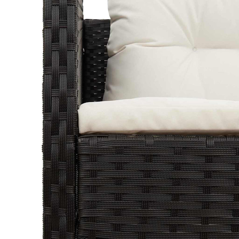 vidaXL Garden Sofa Set with Cushion Poly Rattan Furniture Outdoor Living, Black, Cream