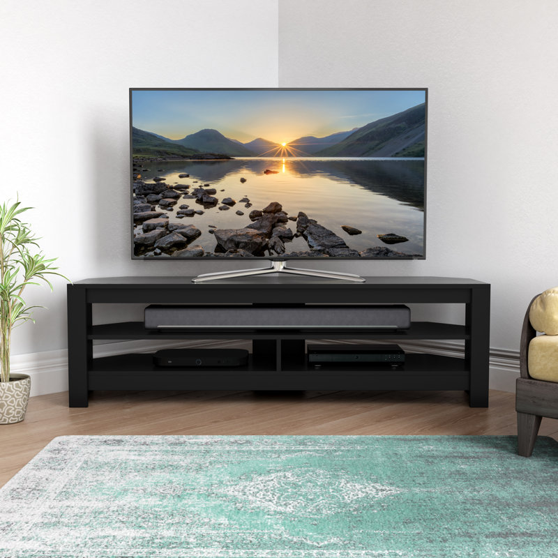 Aquene TV Stand for TVs up to 65", Black, 16.3"H x 55.1”L x 15.55”W