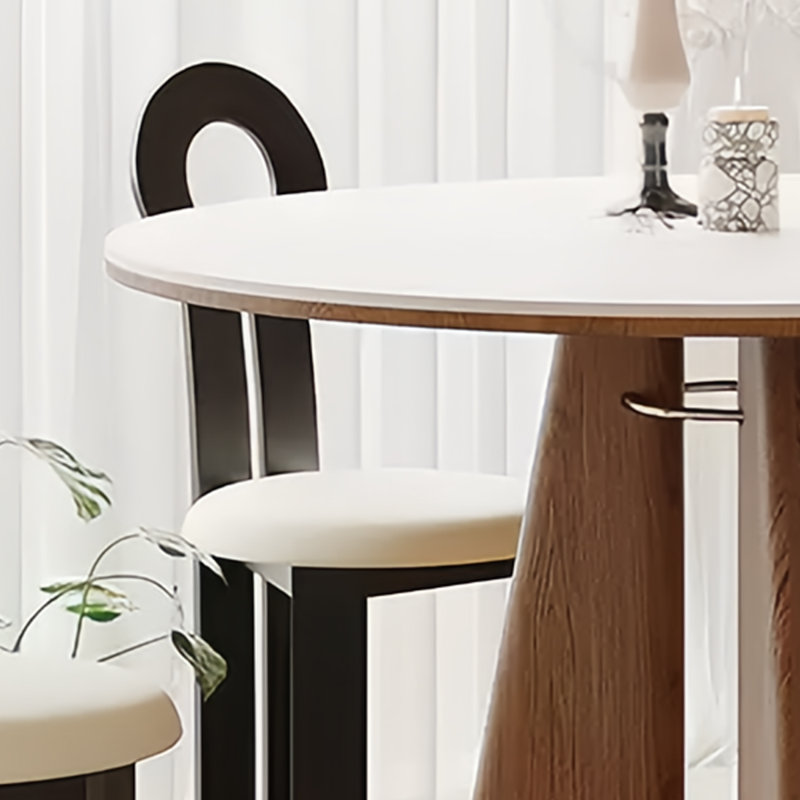 Table de salle à manger ronde de style rétro, Blanc, H 29,53 po x L 51,18 po x l 51,18 po