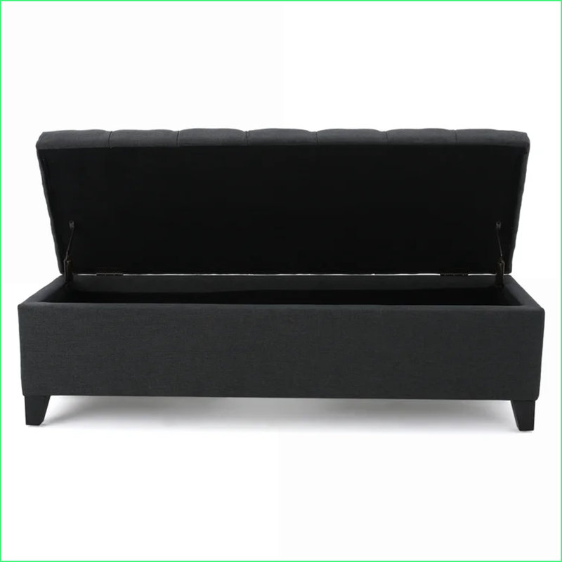 Ottoman with Storage, Contemporary Button Tufted Bench for Living Room | 51” W x 17.5” D x 17” H | Wood, Gray