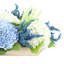 Hydrangea and Heather Centerpiece in Wood Planter