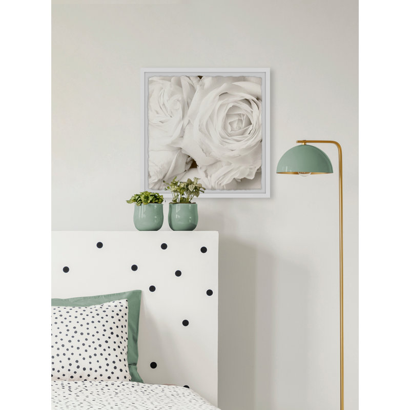 Creamy White Roses 1 Piece Single Picture Frame Painting, 51 cm H x 51 cm W