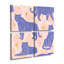 Ensemble de 4 panneaux muraux - Rachel Hallquist «Tigers Blue», art mural sur toile pour le salon, la chambre à coucher ou le bureau 