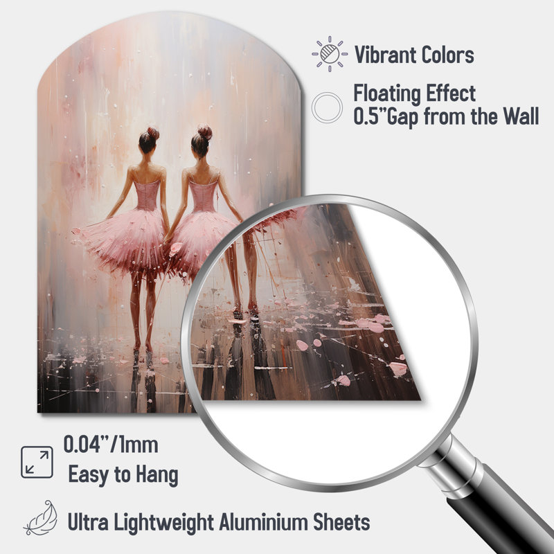 «Pink Ballet Dance II - Arch Ballet», décoration murale asymétrique en métal, H 34 po x l 25 po x P 1 po