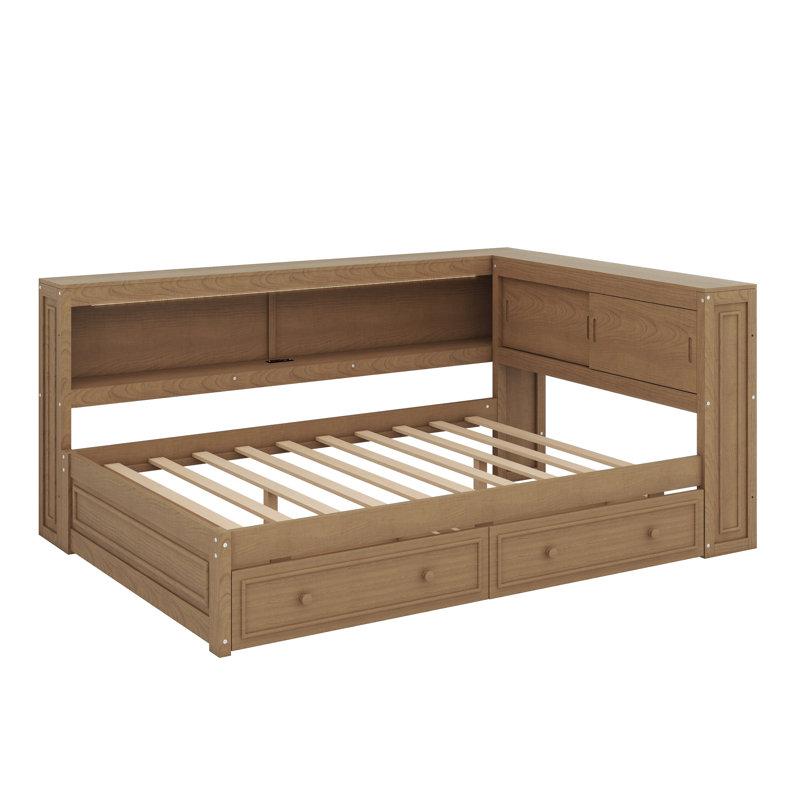 Multifunctional Daybed with Integrated Storage Shelves, Built-in USB Charging Ports, LED Lighting, and Convenience Drawers