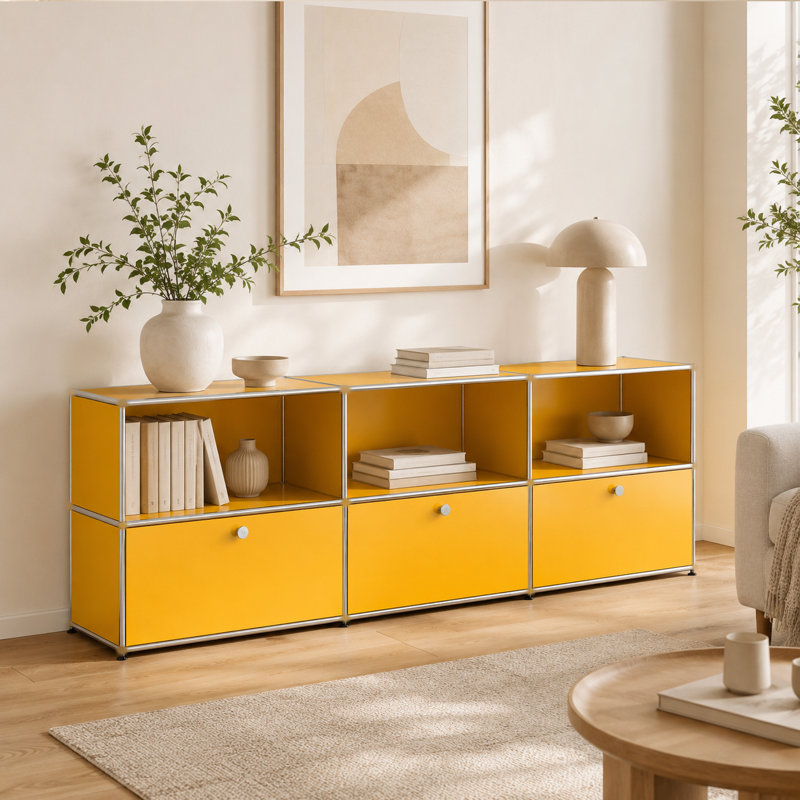 Rangement modulaire en métal, Jaune