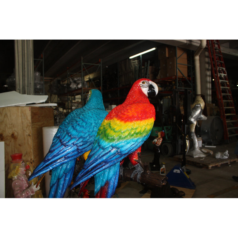 Two Large Parrots on a tree - Bronze Statue -  Size: 43"L x 28"W x 67"H. 