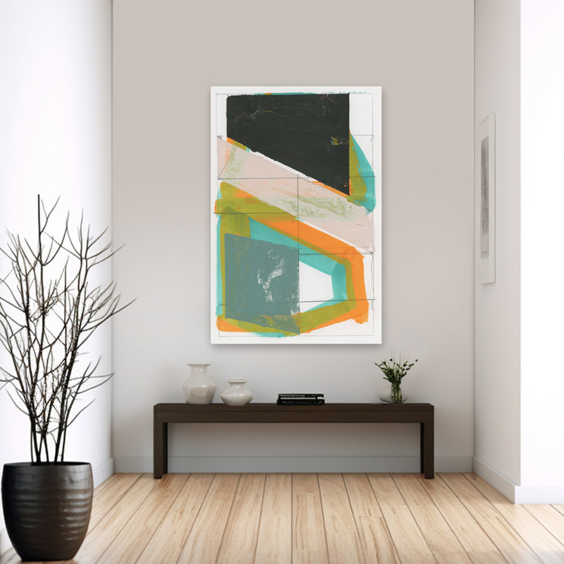 Gentle Geo II minimaliste; Forme géométrique moderne abstrait moderne, H 60 po x l 40 po