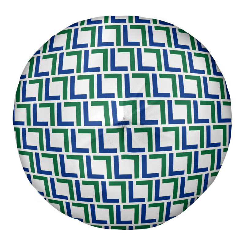 Housse de coussin rond Seattle, 26'' x 26'', Argent / Bleu / Blanc